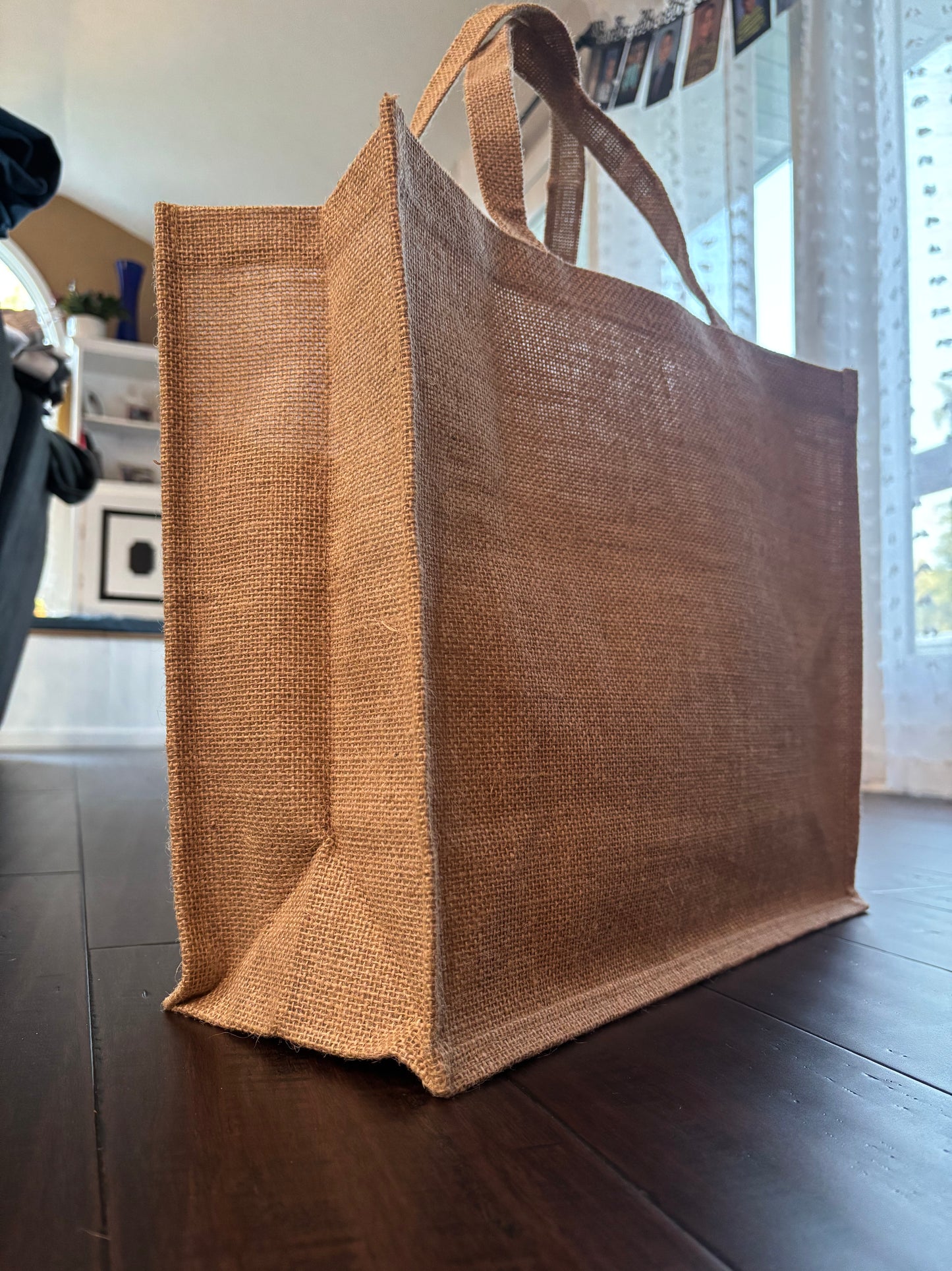 Time- Hand Painted on Upcycled Jute Bag