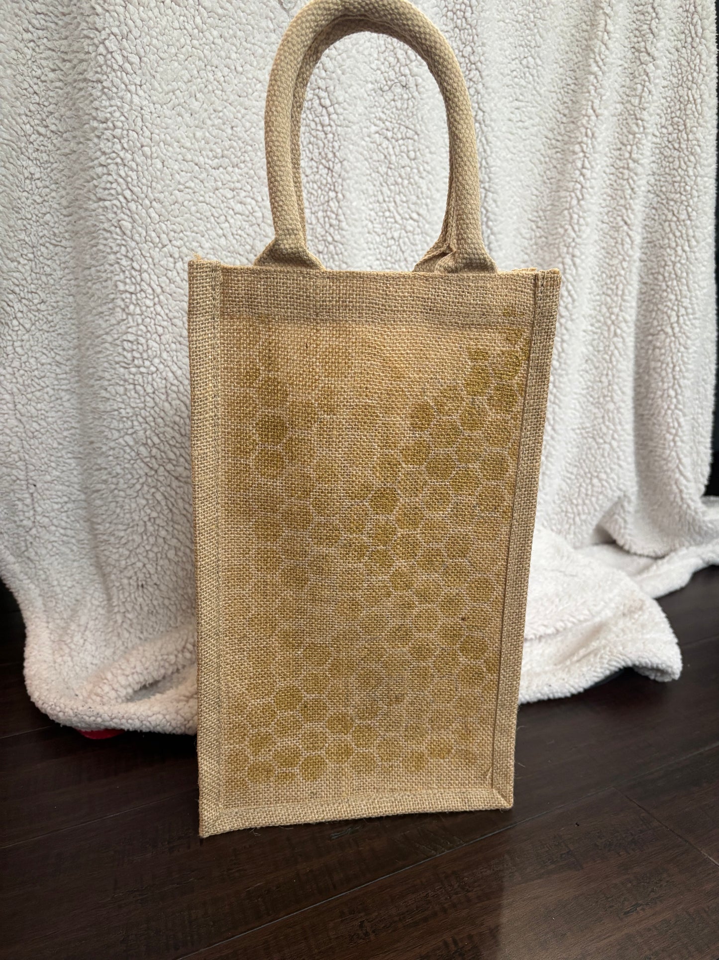 Wine Bag- Hand Painted on Upcycled Jute Bag