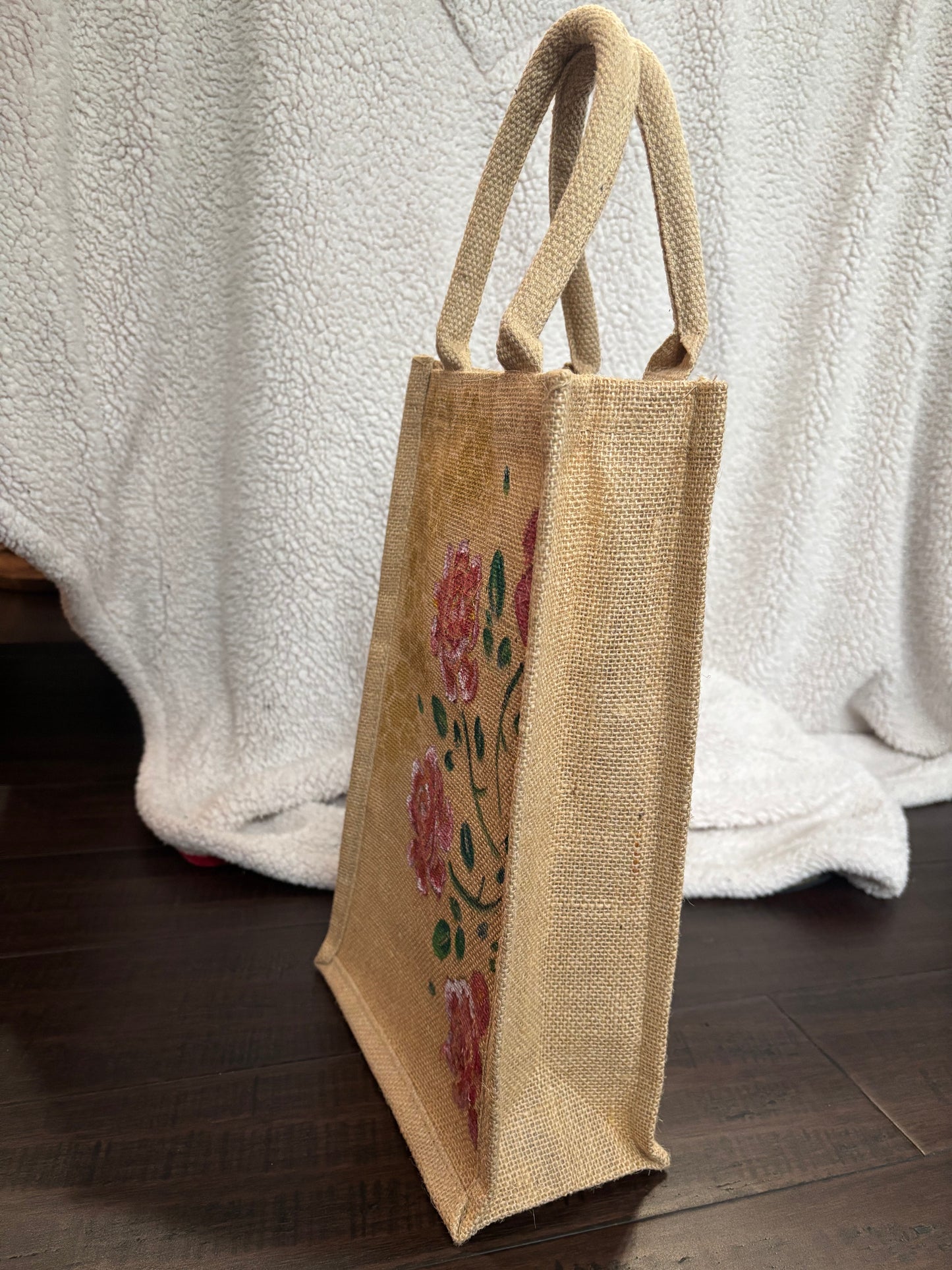 Wine Bag- Hand Painted on Upcycled Jute Bag