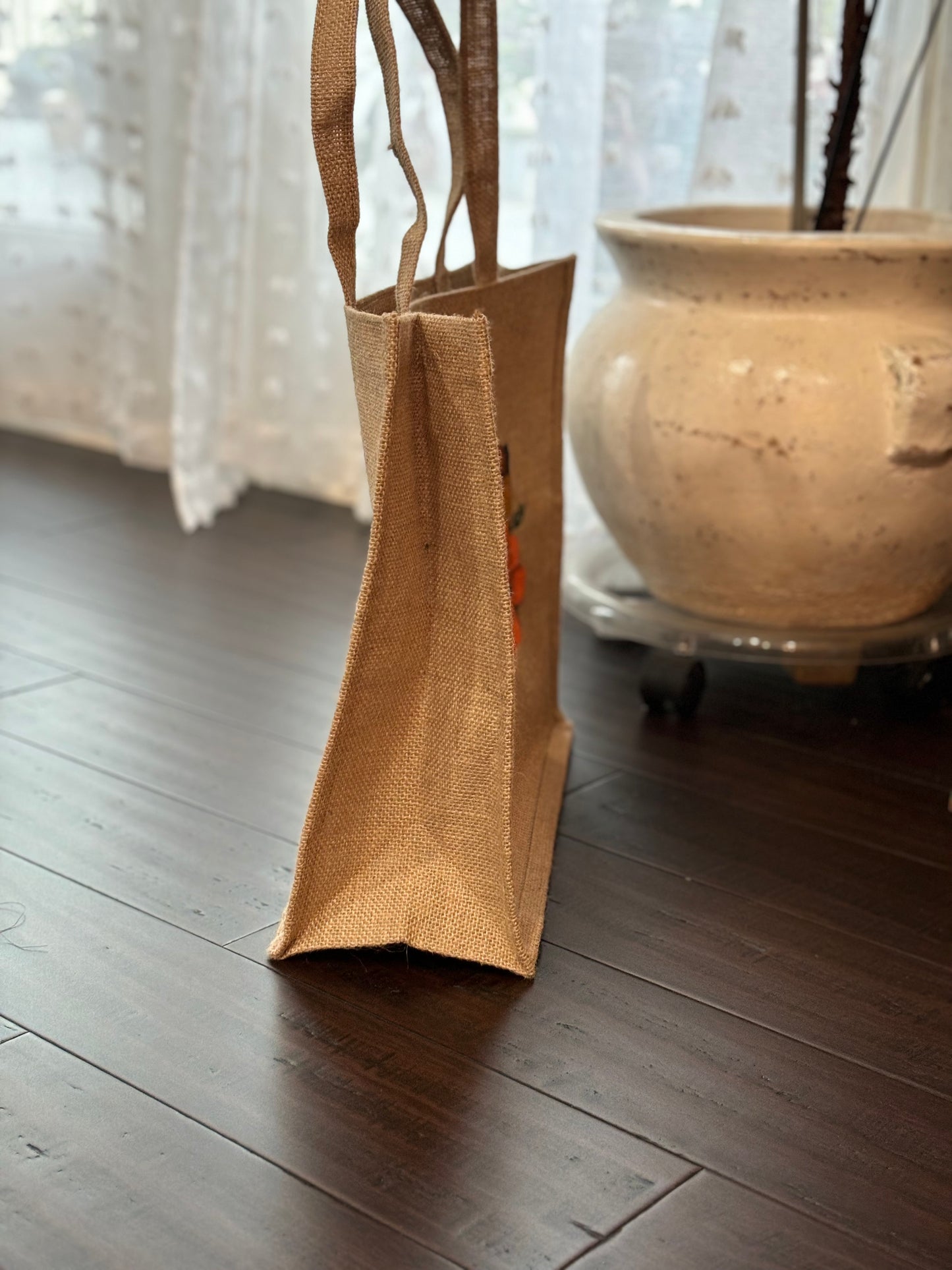 Fall Hand painted Jute Bag